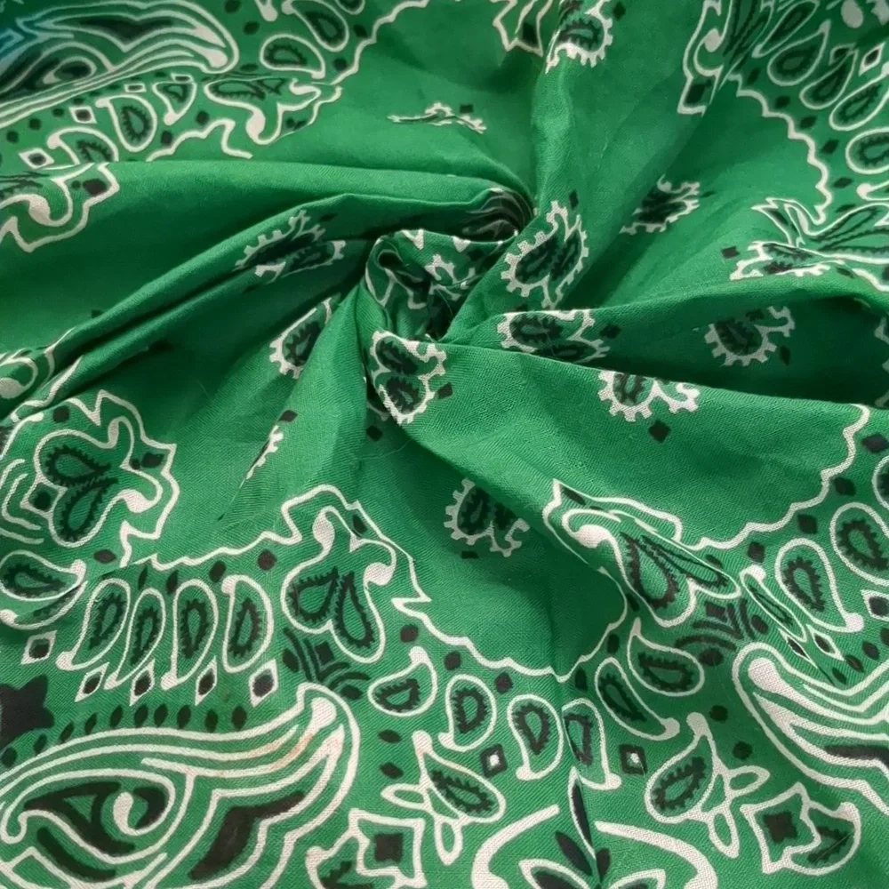 Vintage 70s Hav-A-Hank Green Bandana Scarf Western Rodeo Cowboy Feetival